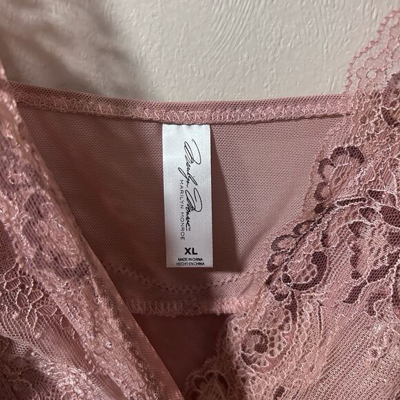 Women Marilyn Monroe Pink Sheer Lace Lingerie Body Suit High Rise Hips  XL NWOT - Picture 5 of 9